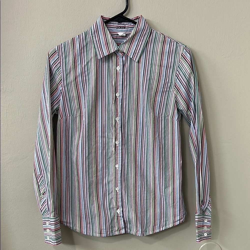 J Crew Womens Rainbow Striped Long Sleeve Dress Shirt Top Small